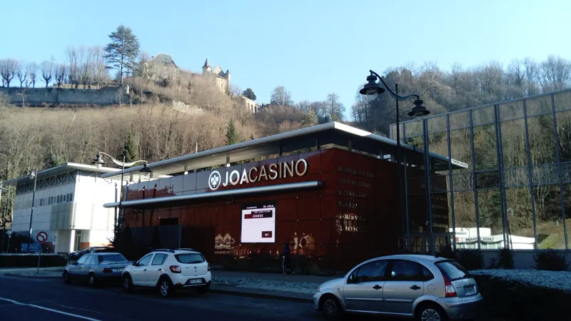 Hillside view of the exterior of Casino JOA d'Uriage