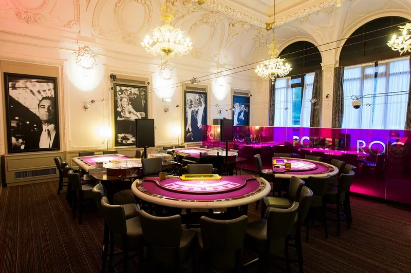 Roulette tables in an ornate lounge at Casino JOA d'Uriage