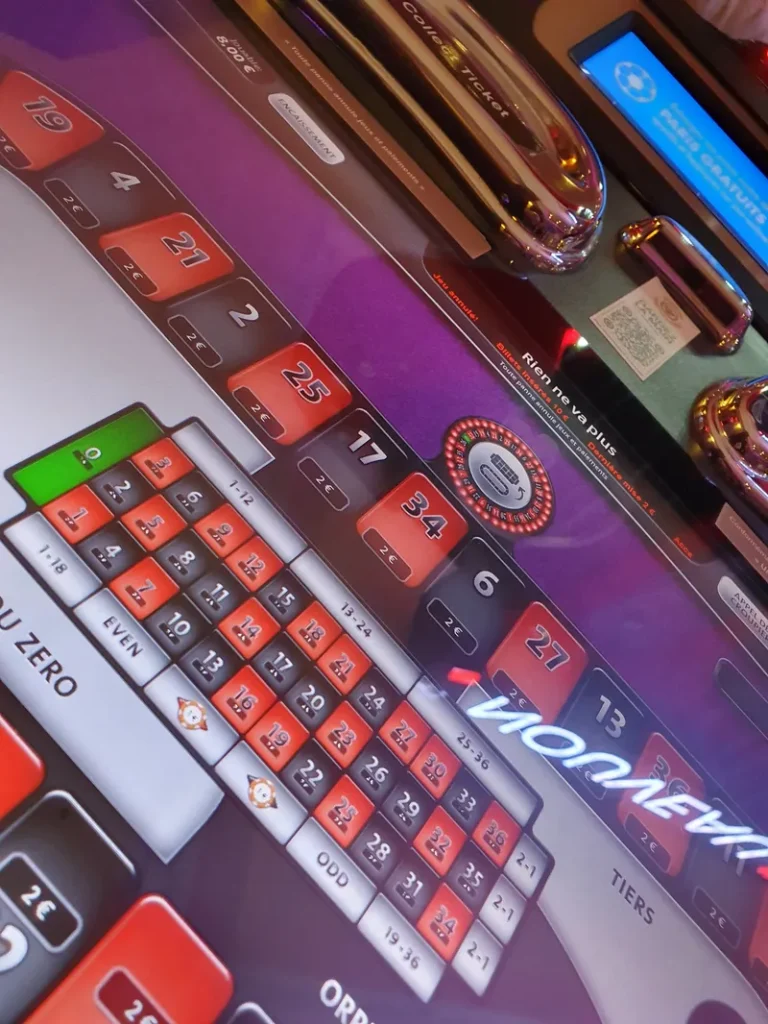 Close view of a roulette betting panel at Casino JOA de Châtelaillon