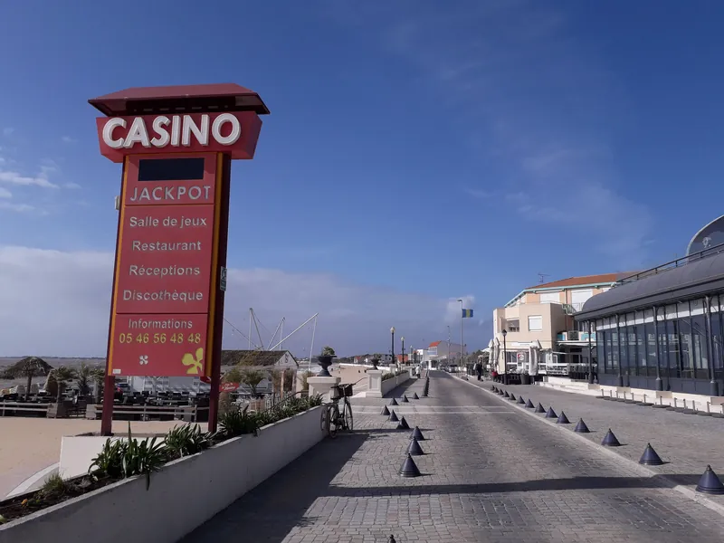 Casino sign along the seaside promenade at Casino JOA de Châtelaillon