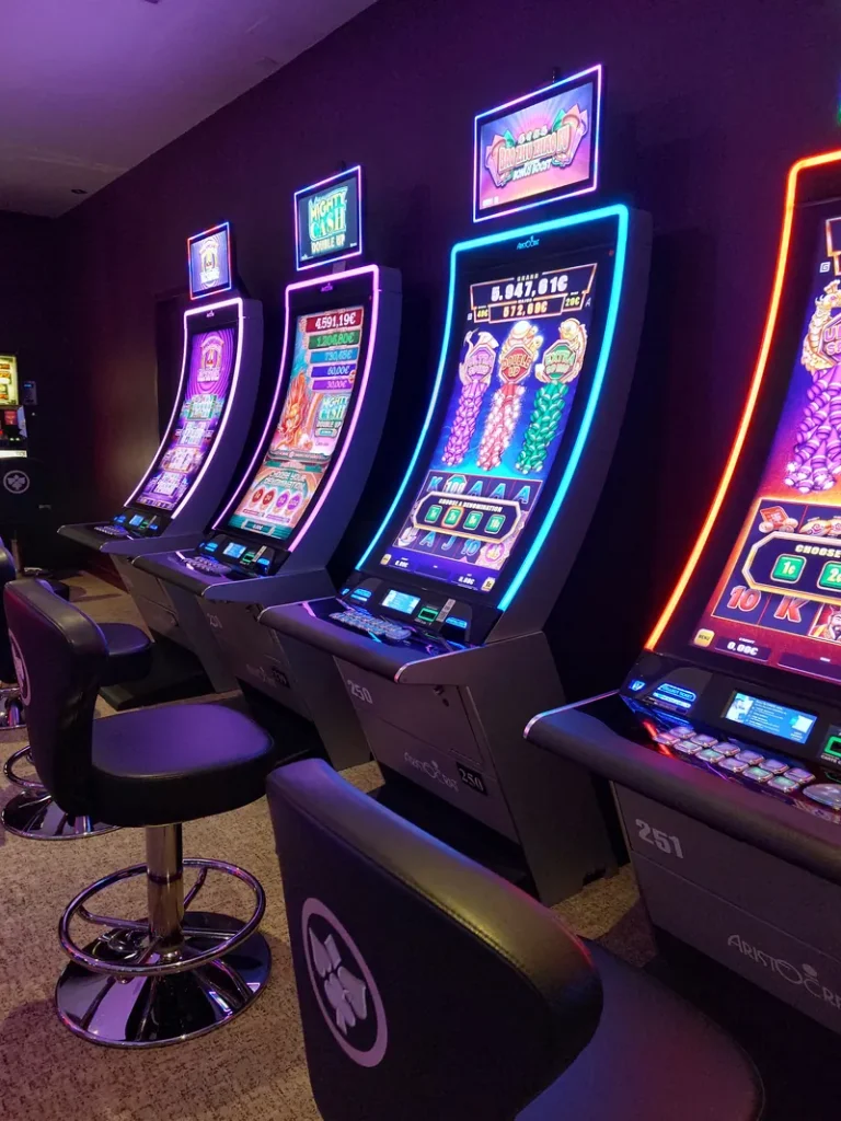 Row of modern slot machines at Casino JOA de Fouras