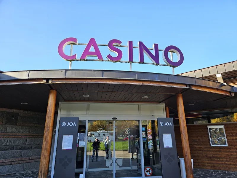 Close view of the main doors of Casino JOA de Gérardmer
