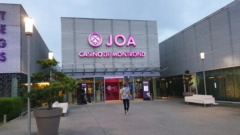 Casino plaza and modern facade of Casino JOA de Montrond-les-Bains
