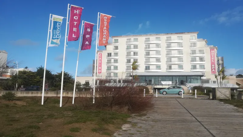 Casino hotel facade and flags at Casino JOA de Saint-Brevin l'Océan