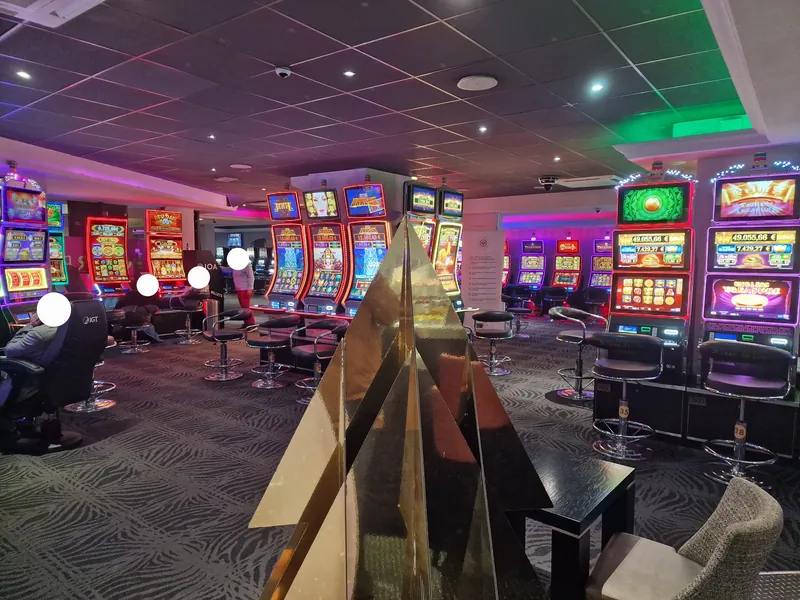 Colourfully lit gaming floor at Casino JOA de Saint-Jean-de-Luz